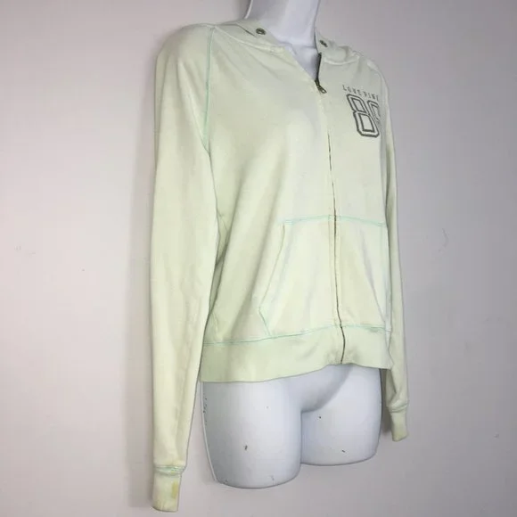PINK Victorias Secret Womens S Mint Green Gray Zip Up Long Sleeve Hoodie READ - Picture 4 of 10